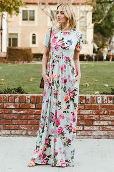 English Rose Garden Maxi Maternity Long Dress, Pocket Maxi Dress, Floral Pocket, Short Sleeve Maxi Dresses, Maxi Robes, Vintage Maxi Dress, Floral Print Maxi Dress, Floral Print Maxi, Women Long Dresses