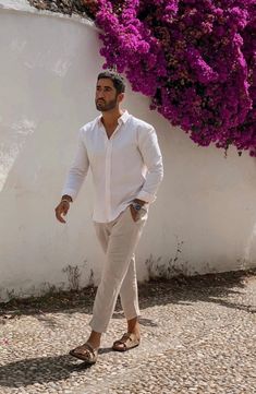 Linen Pants Outfit Men Beach Weddings, Cancun Outfits Men Beach Mens Fashion, Quiet Luxury Fashion Men Summer, Old Money Linen Outfit Men, Guayabera Outfit For Men, Biege Outfits, Mens Linen Pants Outfit, Wedding Guest Outfits For Men, Midsommar Outfit