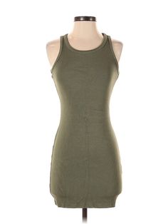 Unbranded Casual Dress Size: Small Green Dresses - used. 95% POLYESTER, 5% SPANDEX, Mini, Crew Neck, Solid, Short, Sleeveless | Casual Dress: Green Solid Dresses - Size Small Brown Casual Dress, Green Casual Dress, Green Dress Casual, Brown Dresses, Dress Bodycon, Brown Dress, Solid Dress, Casual Dresses For Women, Green Dress