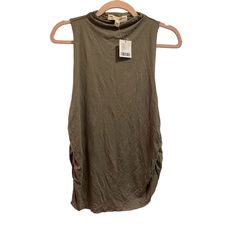 Project Social T X Urban Outfitters High Neck, Ruched Sides T-Shirt Xl Nwt Sleeveless Relaxed Fit Top For Fall, Green Tank Top For Fall, Fall Green Tank Top, Grey Blouse, Urban Outfitters, Blouses For Women, High Neck, Top Blouse, Women Wear