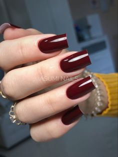 Rich Nails, Wine Red Nails, Paris Nails, Maroon Nails, Acrylic Nail Set, Colored Acrylic Nails, French Acrylic Nails