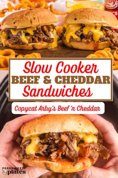 this slow cooker beef and cheddar sandwiches is the perfect appetizer to serve at any party