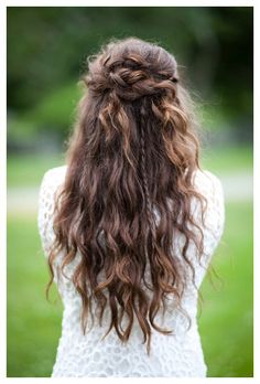 Long Curly Wedding Hair, Half Up Half Down Braid, Prom Hair Down, Half Up Hair, Formal Hairstyles, Boho Hairstyles