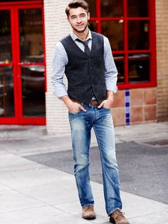 Tailored Men's Wearhouse Mens vest fashion, outfits for Casual Vest Outfits, Outfits With Vest, Men Vest Outfits, Accessories Tips, Vest Outfits Men, Homecoming Outfits For Guys, Mens Vest Fashion, Western Outfits Men, Mens Fasion