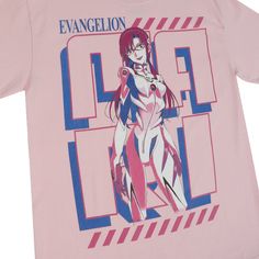 Short-sleeve tee Printed art on the front Ribbed crew neck Regular fit 100% Cotton Officially Licensed Evangelion Merchandise Atsuko Exclusive Pop Culture Cotton T-shirt With Graphic Print, Unisex Pink T-shirt With Band Merch, Pop Culture Graphic Print Crew Neck Shirt, Unisex Character Print T-shirt For Streetwear, Pop Culture T-shirt For Fan Conventions, Relaxed Fit T-shirt With Front Print For Fans, Pink Graphic Print T-shirt For Streetwear, Pop Culture Graphic Crew Neck Tops, Cotton Graphic T-shirt For Fan Conventions