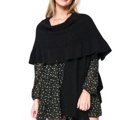 Show off your style in this unique Ruffle Sleeve Shawl. Its soft knit fabric is perfect for cooler weather and its ruffle sleeves add an extra special touch of chic elegance that will have you radiating confidence wherever you go! 100% Polyester L 29.5"x W 33.46 Monies Jewelry, Sleeve Shawl, Cotton Loungewear, Knit Shawl, Hair Bonnet, Print Coat, Khaki Dress, Swimsuit Fashion, Knitted Shawls