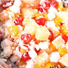 a bowl filled with fruit and other food items