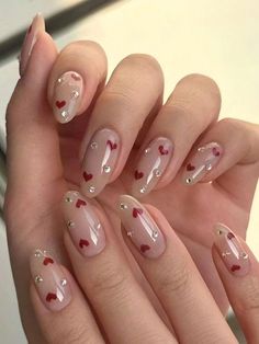 February Nails, Valentine Nails, Colorful Nails, Smink Inspiration, Almond Nail, Heart Nails, Nails Inspo