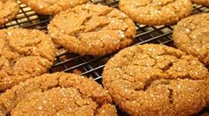 some cookies are cooling on a wire rack