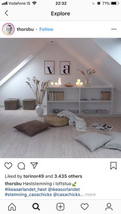 a room with white walls and flooring in the middle is shown on instagram