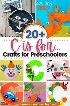 collage of crafts for preschoolers with the title overlay that reads 20 cris - roll crafts for preschoolers