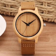 Minimalist Wood Watches Men Simple Pure Bamboo Wooden Watch – lastrafashion Brown Wear-resistant Watches, Casual Watches Gift, Casual Brown Watch With Leather Strap, Casual Watches With Adjustable Leather Strap, Casual Leather Strap Watch As Gift, Casual Everyday Watch With Leather Strap, Casual Watches With Leather Strap For Everyday Use, Casual Brown Watch For Everyday Use, Male Dress