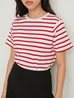 Looking for a way to get cozy and comfortable in style? Look no further than the Wren Striped Loose T-Shirt by Bella Chix! This short-sleeved knitted shirt is perfect for relaxing at home or letting loose in a fun evening with friends. Its unique stripes will have you standing out wherever you go! Who said you have to sacrifice comfort for fashion? Not us! Product Specifications Sleeve Length: Short Material: Cotton, Spandex Fit Type: Regular Elasticity: Medium Stretch Collar: O-Neck Length: Reg Harajuku Shirt, Stripe Outfits, T Shirts Women, Striped Sleeve, Basic Style, Striped Shorts, Casual Tops, Cotton Tee, Harajuku