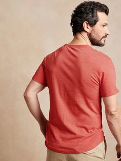 Soft Wash T-Shirt | Banana Republic - https://bananarepublic.gap.com/browse/product.do?pid=8577960320304#pdp-page-content Red Sunset, The Earth, Banana Republic, The Original, Crew Neck, Mens Tshirts, Mens Tops, Red, T Shirt