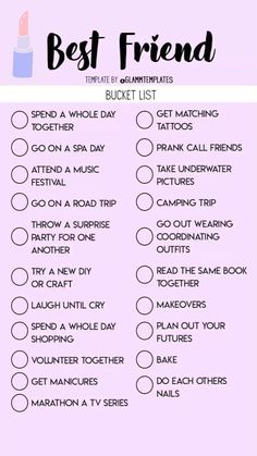 the best friend checklist is shown on a pink background