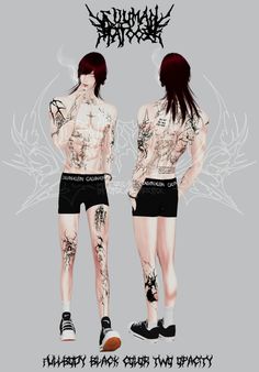 two people with tattoos standing next to each other