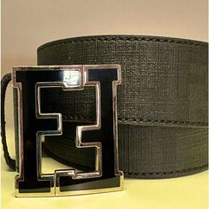 Fendi Zucca Belt Black With Ff Logo. Fendi Accessories, Ff Logo, Fendi Belt, Belt Black, Black Belt, Belts, Fendi, Mens Accessories, Man Shop