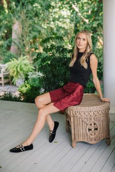 The Mini Park Avenue Skirt: the bestselling Park Avenue Skirt now in mini-form in dupioni silk. The ultra-chic midi wrap skirt inspired by '90s minimalism that embraces a crisp, clean, and polished aesthetic. We love to pair with a Carolyn Shirt or Tippi Top. Made of 100% dupioni silk, the Mini Park Ave Skirt is slightly A-line, with a button closure. Sits at the natural waist. Dupioni silk is a luxurious handloom textile known for its textured, shimmering quality and features natural irregulari Elegant Fitted Wrap Skirt For Fall, Elegant Fitted Fall Wrap Skirt, Elegant Fitted Skort (shorts Skirt), Elegant Skirt-style Fitted Shorts, Elegant Fitted Skort (skirt Shorts), Sleek Fitted Shorts For Spring, Chic Mini Wrap Skirt For Fall, Chic Fitted Wrap Skirt For Fall, Chic Fitted Short Wrap Skirt