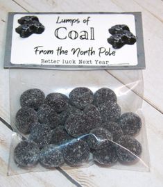 lumps of coal from the north pole better luck next year packaged in plastic bag