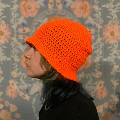 Neon Orange Bucket Hat. One Size. Handwash with cold water. Lay flat to dry. Trendy Orange Bucket Hat For Summer, Summer Orange Cotton Bucket Hat, Crochet Orange Bucket Hat, Orange Bucket Hat, Orange Cotton Bucket Hat, Adjustable Orange Bucket Hat, Bucket Hats, Neon Orange, Lay Flat