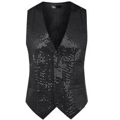 The simple yet eye-catching V-neck design of this vest creates a fashionable look. A must-have party item, a sequin vest will make you stand out and be the center of attention. A shiny vest is the first choice for those who want to be confident and stylish. This sequin tank top is suitable for dinner parties, parties, clubs, shows, banquets, weddings, graduations, proms, and festivals. Black V-neck Vest For Night Out, Glamorous Sleeveless Vest For Party, Winter Party Fitted Vest, Glamorous Sleeveless Party Vest, Fitted Halloween Party Vest, Fitted Vest For Halloween Party, Glamorous Fitted Party Vest, Fall Party Vest Top, Fitted V-neck Tank Top For Party Season