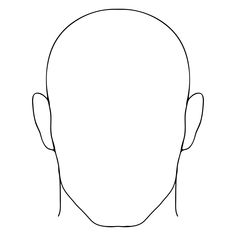 a line drawing of a man's head with one side facing the camera and his right