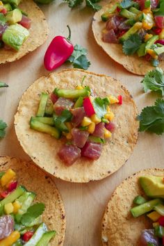 small tortillas filled with assorted veggies and salsa