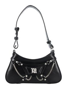 BLACK MISBHV LEATHER FETISH SHOULDER BAG Hardware Detailed Satchel Shoulder Bag, Edgy Leather Rectangular Shoulder Bag, Elegant Crossbody Shoulder Bag With Hardware, Edgy Rectangular Leather Shoulder Bag, Trendy Leather Bags With Hardware, Chic Satchel Shoulder Bag With Hardware, Evening Satchel Bag With Hardware Details, Evening Satchel Shoulder Bag With Hardware, Evening Satchel Bag With Hardware