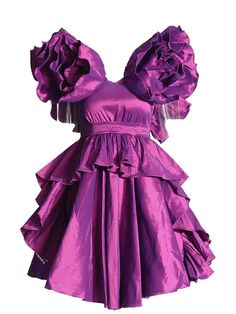 Ruffled Charm Mini Dress Ruffled Mini Dress, Purple Cabbage, Purple Mini Dresses, Darling Dress, Ruffle Mini Dress, Applique Dress, Designer Style, Evening Attire, Glamorous Evening Gowns