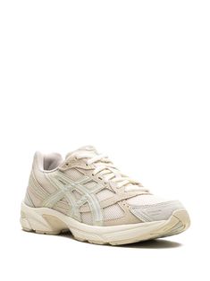 Find ASICS Gel-1130 Vanilla/white Sage Sneakers on Editorialist. light beige suede mesh panelling signature Tiger stripes round toe front lace-up fastening branded insole rubber sole signature cushioning GEL™ technology These styles are supplied by a premium and authenticated sneaker marketplace. Stocking only the most sought-after footwear, they source and curate some of the most hard to find sneakers from around the world. Cream Running Shoes With Round Toe For Jogging, Cream Running Shoes For Jogging, Neutral Lace-up Sneakers With Rubber Sole, Beige Sneakers With Vented Sides For Streetwear, Asics Low-top Sneakers With Vented Sides, Asics Beige Running Sneakers, Asics Mesh Lace-up Sneakers, Beige Lace-up Sneakers With Vented Sides, Asics Low-top Sneakers