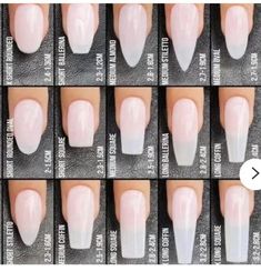 Different Nail Shapes On One Hand, Nail Sizes Shape Chart, Summa Nails, Gel Nails Shape, Types Of Nails Shapes, Adorable Nails, Nail Artwork, Cuticle Care, Fancy Nails Designs