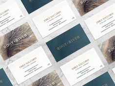 several business cards with the words root river printed on them