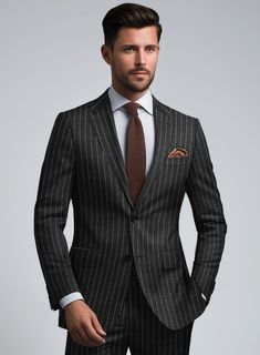 Stay at the leading edge of fashion trends while embracing a modern style with our Hardy Minnis Charcoal Rope Stripe Wool Suit.  Crafted from pure wool, this suit features a distinguished rope stripe pattern in a refined charcoal hue. The high-quality wool ensures unmatched comfort, offering a soft touch and a graceful drape that moves with you. Whether you're headed to a formal event or a business meeting, this suit provides a confident, stylish look that seamlessly transitions from day to night.   The "Enterprise" collection by Hardy Minnis, crafted from Huddersfield's rich textile heritage, offers luxurious Super 100s fabric weighing 210gsm. Ideal for suits and formal wear, this collection combines traditional and modern designs, ensuring smooth handling and year-round wearability. Elev Black Rope, Business Meeting, Wool Suit, Suit Shop, Wool Jacket, Blue Hues, Fabric Samples, Wedding Suits, Formal Wear