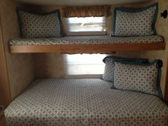 the bunk beds are made up and ready for us to use in their camper