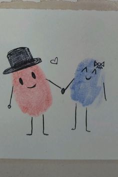 a drawing of two people holding hands with one another wearing a top hat and tie