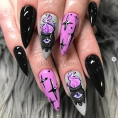 Halloween Glamour, Horror Nails, Holloween Nails, Spooky Nails, Nail Art Halloween, Witchy Nails, Halloween Acrylic, Halloween Acrylic Nails