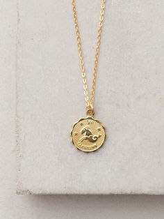 Gold Zodiac Necklace Dainty Coin Necklace Horoscope | Etsy Gold Zodiac Sign Necklaces For Birthday, Gold Zodiac Sign Necklaces For Birthdays, Retro Necklace, Horoscope Necklace, Horseshoe Pendant, Dainty Diamond Necklace, Horseshoe Necklace, Star Charm Necklace, Small Necklace