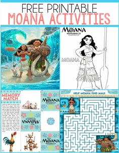 moana printable activities for kids and adults to do with the disney movie characters