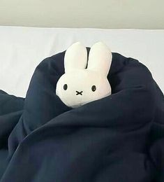 a stuffed animal is peeking out from under a blanket