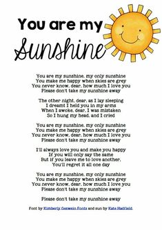 a poem with the words you are my sunshine on it