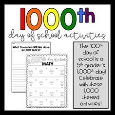 the 100th day of school activities for students to use on their homeschool calendars