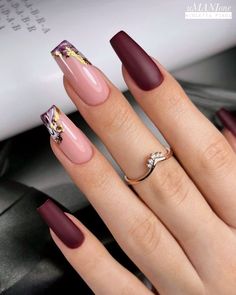 Wine Nails, Graduation Nails, Stylish Nails Designs, Work Nails, Fall Acrylic Nails, Burgundy Nails, Classy Nails, Short Acrylic Nails