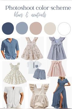 the color scheme for blue and neutrals is shown in several different colors, including white,