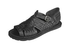 Casual Black Huarache Sandals For Vacation, Casual Black Summer Huaraches, Casual Black Huaraches For Beach, Casual Black Huaraches For The Beach, Black Huaraches For Beach In Summer, Traditional Black Huarache Sandals For Summer, Black Open Toe Huaraches For The Beach, Black Summer Huaraches With Rubber Sole, Mexican Sandals Huaraches