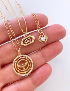 Gold Minimalist Pendant Necklaces - Mini Angels Wings - Angel Spirit Dove - Octagon Charm Angel Spirit, Gold Medallion Necklace, Angels Wings, Gold Leaf Pendant, Dove Necklace, Minimalist Necklace Gold, Gold Circle Necklace, Minimalist Pendant, Gold Medallion