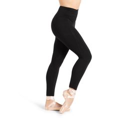 The Blossom Legging is sure to become your new favorite go-to! Made from a soft polyester and spandex blend, the legging is both comfortable and stretchy, allowing for a full range of movement during all of your routines and workouts. Featuring a V front gathered ankle design, which adds a unique and fashionable touch. The gathered waistband and ankle detail further enhance the legging's aesthetic appeal while providing a comfortable and secure fit. Perfect for on the go, these leggings also fea Fitted Full Length Leggings For Barre, Fitted Full-length Leggings For Barre, Fitted Sporty Leggings For Barre, Sporty Fitted Leggings For Barre, Stretch Full Length Tights For Light Exercise, Fitted Athleisure Leggings For Barre, Fitted Yoga Tights With Elastic Waistband, Stretch Dancewear Footless Leggings, Stretch Footless Dancewear Leggings