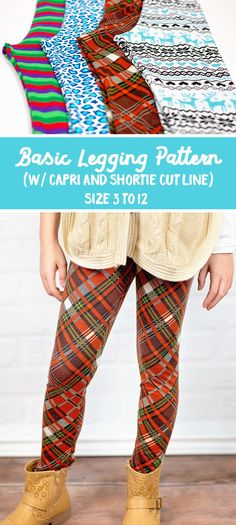 the legs and leggings of a child are shown with different patterns on them