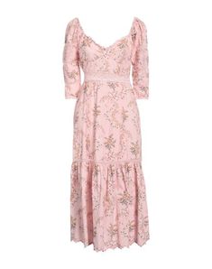 Woven Lace Pleated Floral-print Sweetheart neckline 3/4 length sleeves Dress Midi Dress Pink, Sleeves Dress, Pink Midi Dress, Color Rosa, Womens Midi Dresses, Dress Pink, Sweetheart Neckline, Length Sleeve, Floral Print