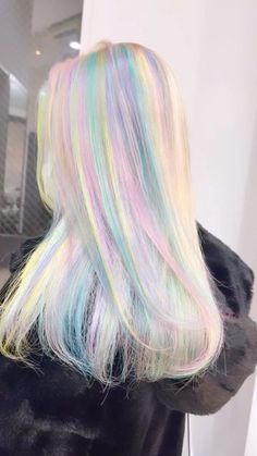 Pastel Color Hair Ideas, Harajuku Hair Color, Sherbet Hair, White Hair Dye, Pastel Hairstyles, Pastel Goth Hair, Iridescent Hair, Pastel Rainbow Hair, Unicorn Hair Color