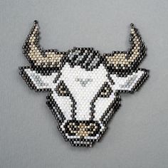 White bull #brickstitch #beadedbull #beading #beadpattern #brickstitchpattern #miyukipattern #miyukidelica #pattern #patterndesign #beaddesigner #beadedjewelry #бисероплетение #кирпичноеплетение #миюки Miyuki Bead, Instagram White, Bead Patterns, Beads, Halloween, On Instagram, Quick Saves, Art, Beading Patterns